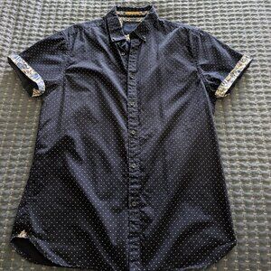 Ricky Singh Cactus Man Navy Blue Polka Dot Shirt with Pasiley Lining - Medium
